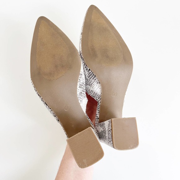 Coconuts by Matisse White Snake-Embossed Chunky High Noon Mules Size 7 - Picture 4 of 7